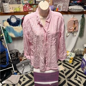 Women's Pink Striped Button Down Shirt